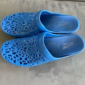 Dansko Pippa Perforated laser cut rubber Blue Clogs